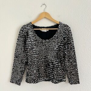 VINTAGE Lillie Rubin solid silver sequin scoop neck top / size S-M